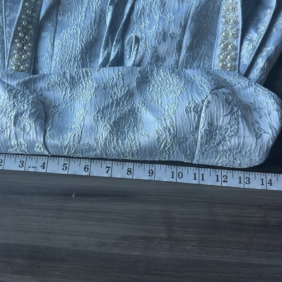 NWOT CIDER Womens Jacquard Floral Pearl Straps Mini Dress in Light Blue Size XS - Picture 10 of 10